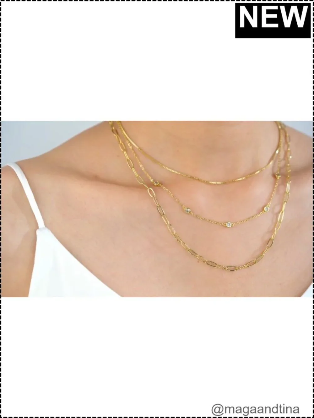 Layered 14k Gold Plated Necklace Set for Women Stack Jewelry
